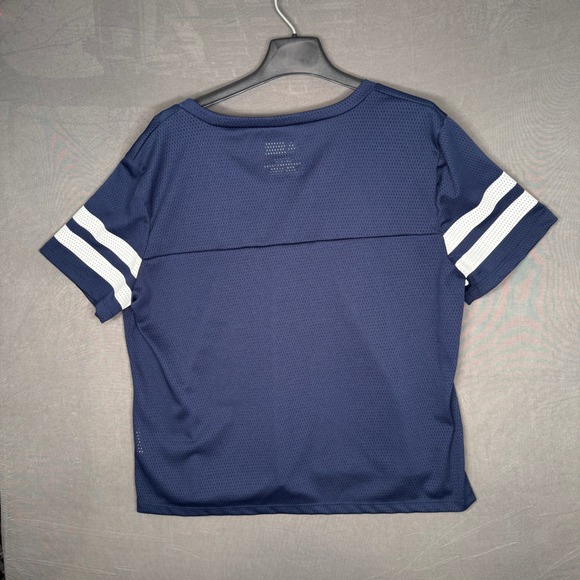 LA Rams NFL Team Apparel Womens Mesh Jersey Tee XL Navy White Striped Sleeves - Picture 2 of 3